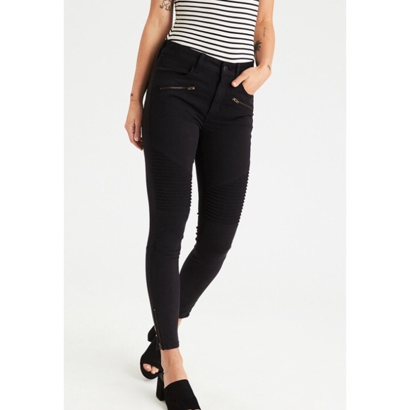 high waisted moto jeans